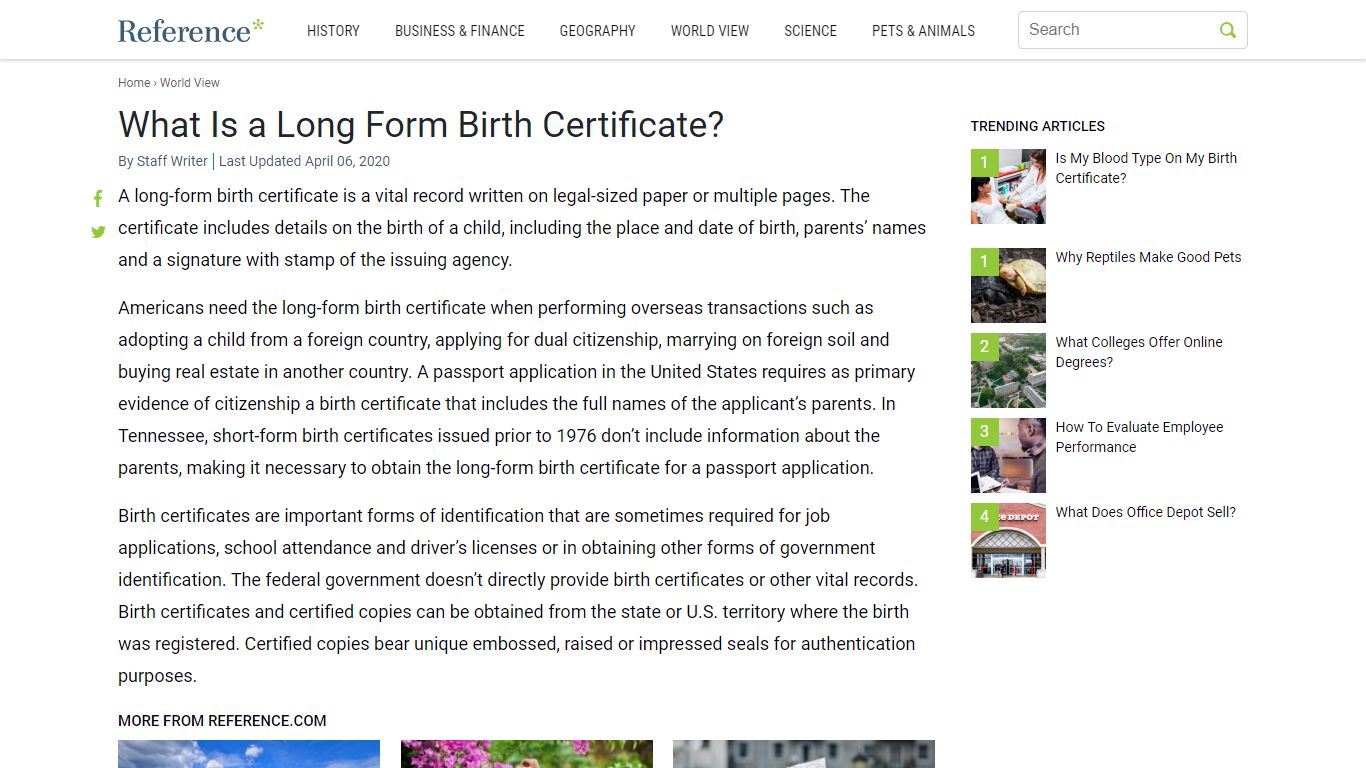 What Is a Long Form Birth Certificate? - reference.com